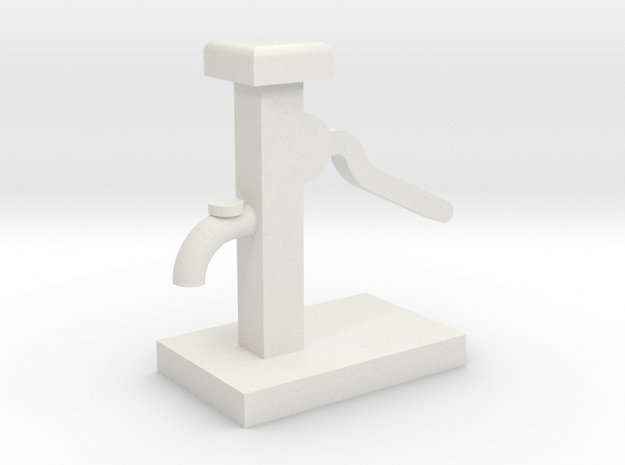 Hand Water Pump - HO 87:1 Scale in White Natural Versatile Plastic