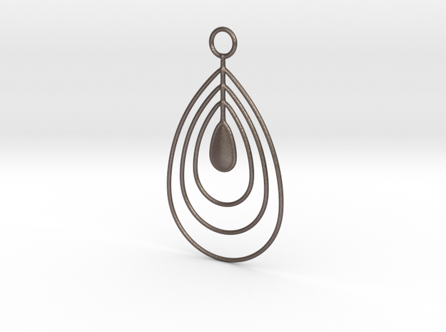 Water drops pendant in Polished Bronzed Silver Steel