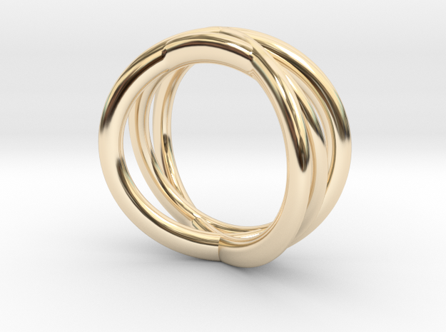 Three Orbits Entwined:Trinity UK Size O (US  7¼)  in 14k Gold Plated Brass