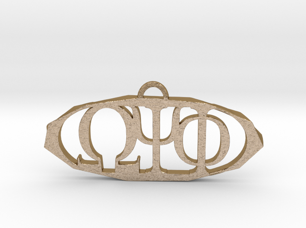 Omega Psi Phi Pendant in Polished Gold Steel