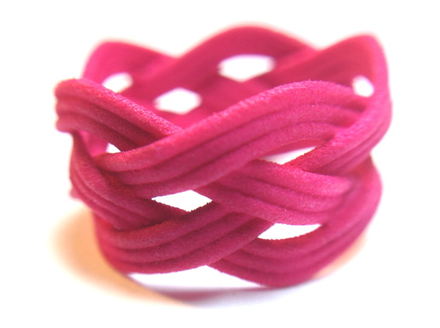 Turk's Head Knot Ring 4 Part X 5 Bight - Size 7.5 in Pink Processed Versatile Plastic