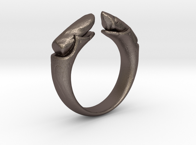 dual stone ring in Polished Bronzed Silver Steel