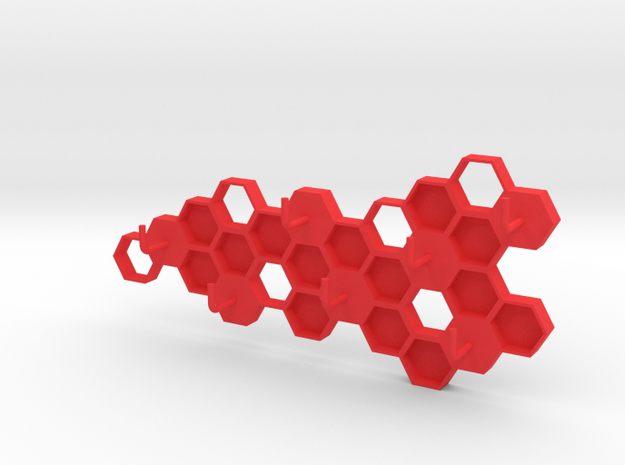 Honeycomb Key Hanger  in Red Processed Versatile Plastic