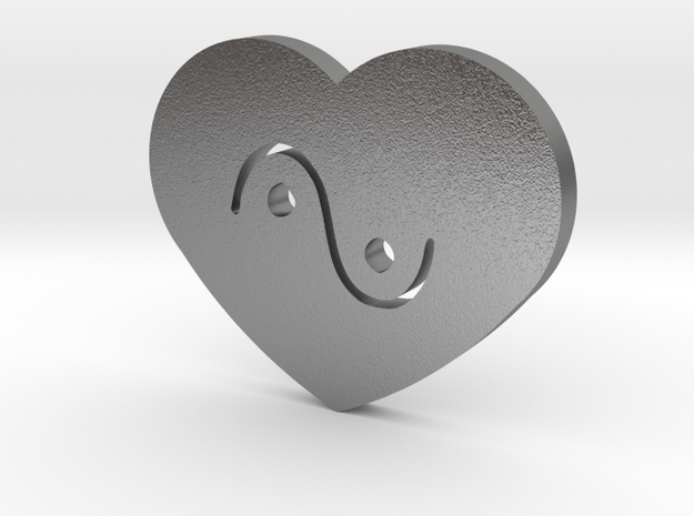 Moon-glyph-heart-water in Natural Silver