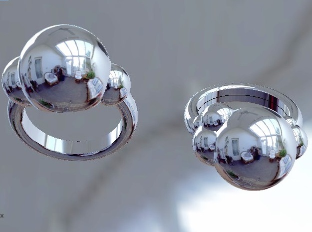 Bubbles Ring US Size 5 ¾ UK Size L in Rhodium Plated Brass