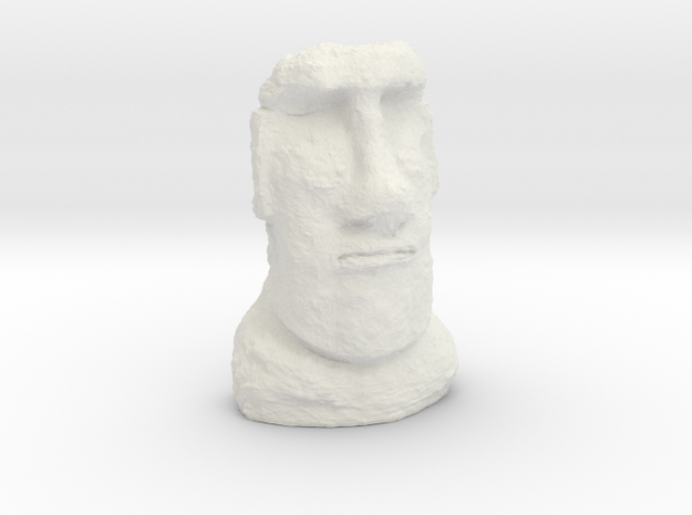 35mm scale Moai Head (Easter Island head) in White Natural Versatile Plastic