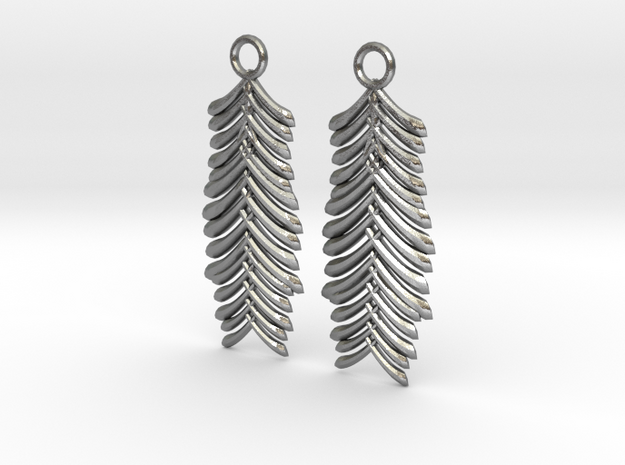 Quilted Sq Earrings ( Waves) in Natural Silver