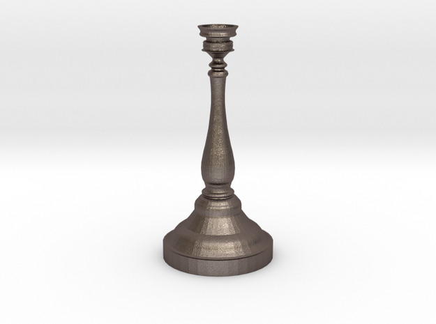 Tiny Birthday Candle Candlestick in Polished Bronzed Silver Steel