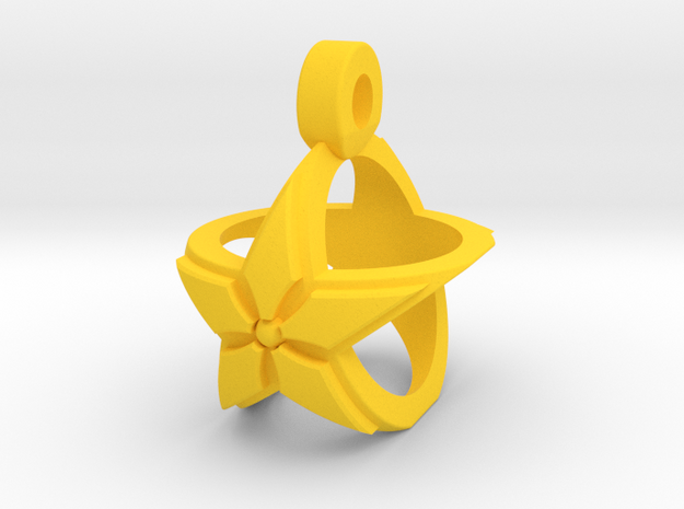 Star Pendant v2 in Yellow Processed Versatile Plastic