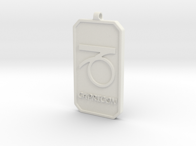 Zodiac Dogtag/KeyChain-CAPRICON in White Natural Versatile Plastic