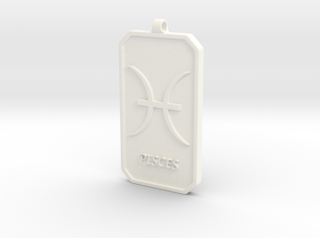 Zodiac Dogtag/KeyChain-PISCES in White Processed Versatile Plastic