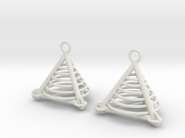 Pyramid triangle earrings serie 3 type 7 in White Natural Versatile Plastic