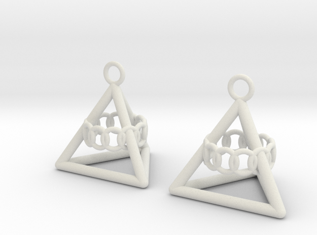 Pyramid triangle earrings serie 3 type 6 in White Natural Versatile Plastic