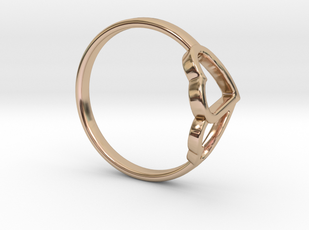 Ø0.638/Ø16.209 mm Overlapping Hearts Ring in 14k Rose Gold Plated Brass