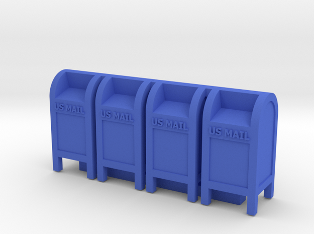 Mail Box - 72:1 Scale Qty (4) in Blue Processed Versatile Plastic