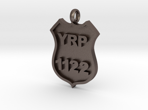 Police Badge Pendant - DO NOT ORDER HERE in Polished Bronzed Silver Steel