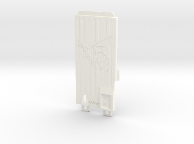 045006-02 Ampro Battery Door, Hornet Logo in White Processed Versatile Plastic