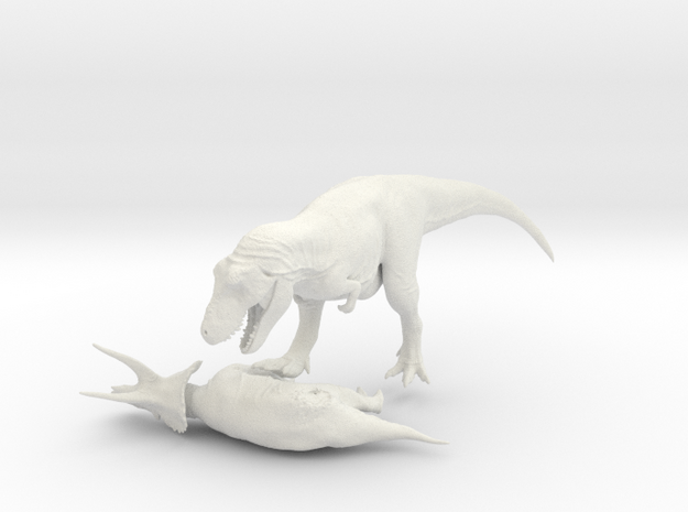 Tyrannosaurus VS Triceratops 1:40 in White Natural Versatile Plastic