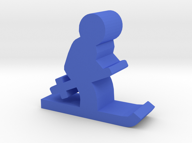 Game Piece, Skier Meeple in Blue Processed Versatile Plastic