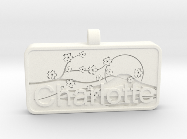 Charlotte Name Tag kanji katakana in White Processed Versatile Plastic
