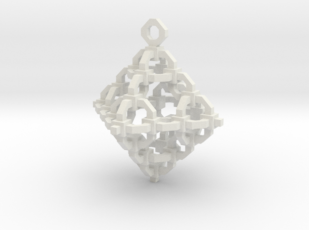 Diamond Cage Pendant in White Natural Versatile Plastic