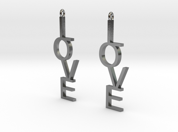 Love Earrings Large  in Polished Silver