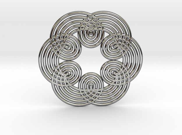 0534 Motion Of Points Around Circle (5cm) #011 in Fine Detail Polished Silver