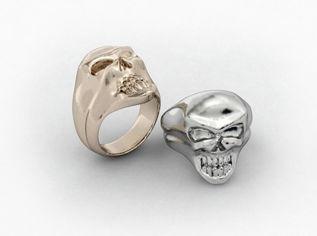 SKULL RING in Fine Detail Polished Silver
