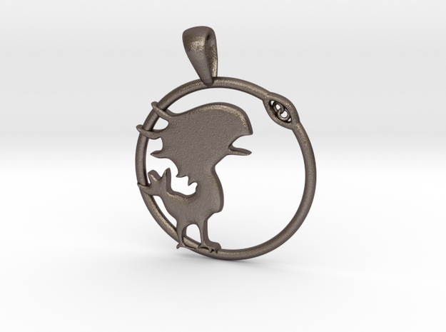 Chocobo Pendant in Polished Bronzed Silver Steel