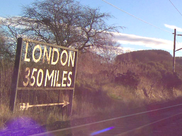 London 350 miles Sign in Tan Fine Detail Plastic