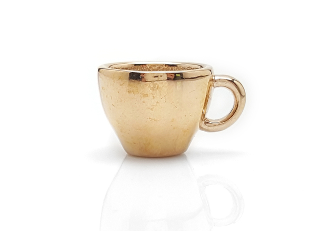 Cappuccino Mug Pendant / Charm (Large) in Polished Bronze