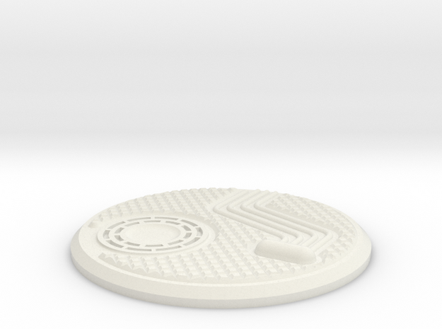 55mm Industrial Sci-Fi Base Plate in White Natural Versatile Plastic