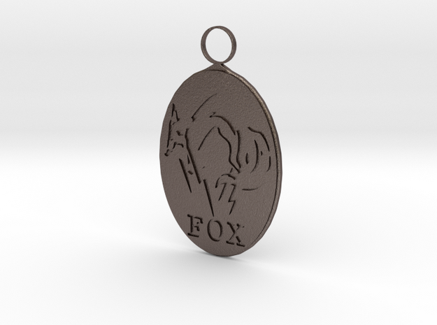 Foxhound Pendant-Curve in Polished Bronzed Silver Steel