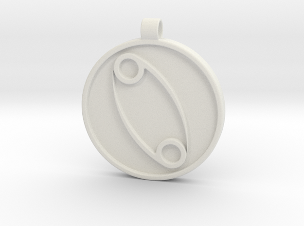 Zodiac KeyChain Medallion-CANCER in White Natural Versatile Plastic