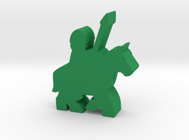 Game Piece, Spearman On Running Horse - Large in Green Processed Versatile Plastic