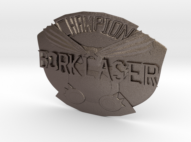 Bork Laser Championship Belt Buckle in Polished Bronzed Silver Steel