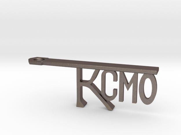KCMO Bottle Opener Keychain - Kansas City in Polished Bronzed Silver Steel