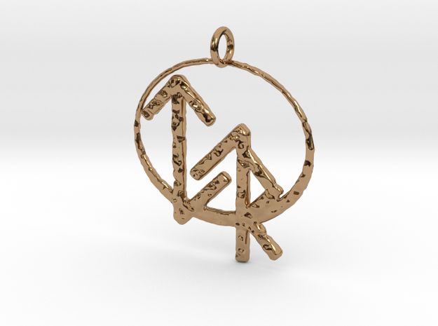 Justice Bind Rune Pendant in Polished Brass