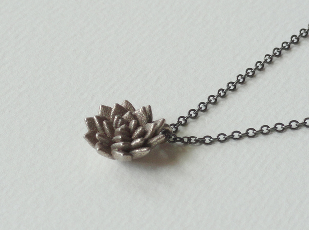 Spikey Succulent Pendant in Polished Bronzed Silver Steel
