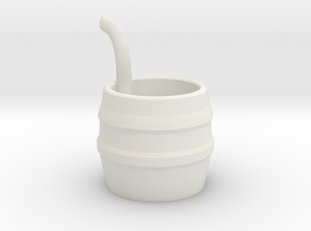 Barrel with Pipe in White Natural Versatile Plastic