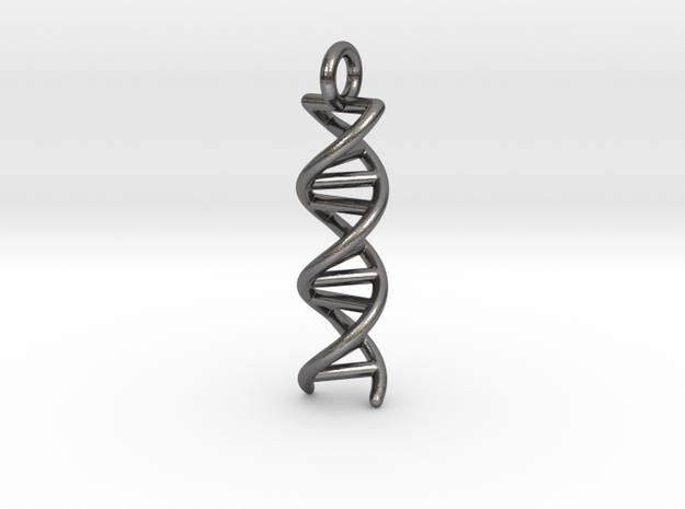 DNA Double Helix Pendant in Polished Nickel Steel