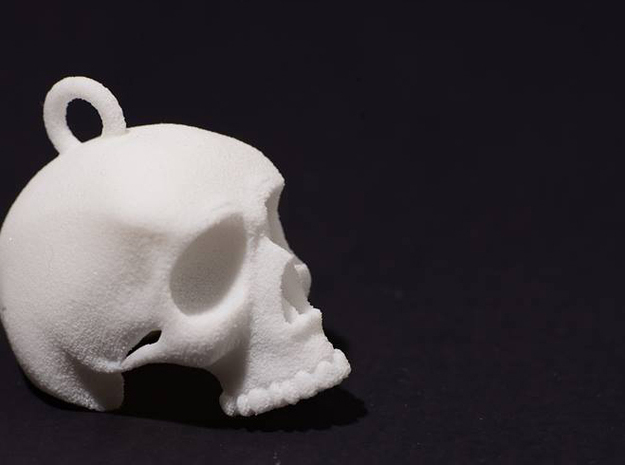 Skull Keychain in White Natural Versatile Plastic