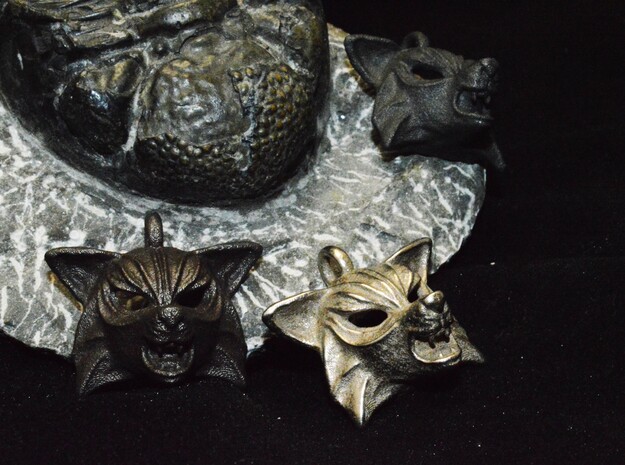 Fox Pendant in Polished Bronzed Silver Steel