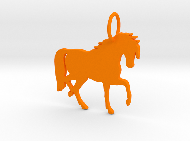 Horse Keychain in Orange Processed Versatile Plastic
