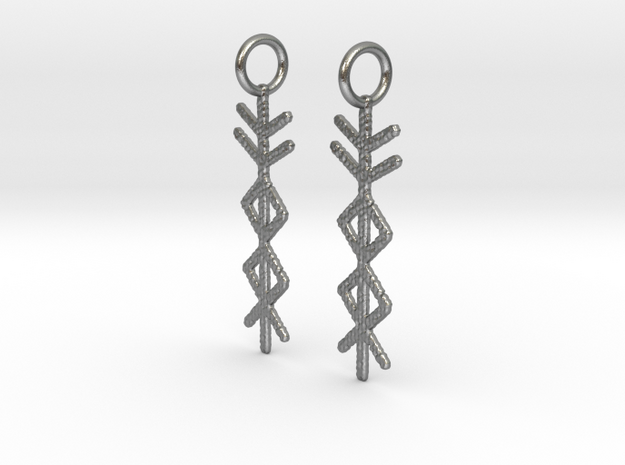 Prosperity Bind Rune Earrings-brs in Natural Silver