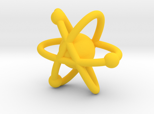 Atom Pendant in Yellow Processed Versatile Plastic