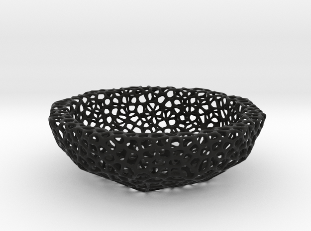 Bowl (19 cm) - Voronoi-Style #3 in Black Natural Versatile Plastic
