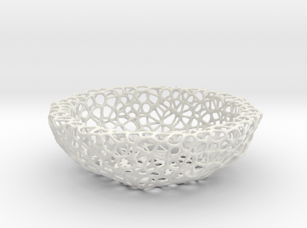 Fruit bowl (22 cm) - Voronoi-Style #2 in White Natural Versatile Plastic