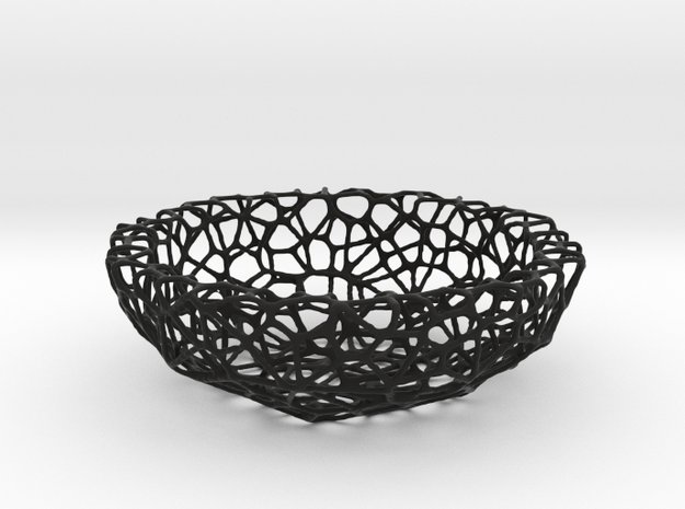 Mini Key shell / bowl (8 cm) - Voronoi-Style #1 in Black Natural Versatile Plastic