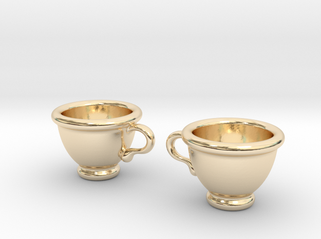 Coffee Cups Earrings in 14K Yellow Gold